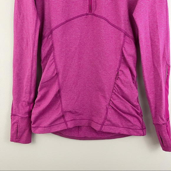 LULULEMON Tonka Stripe Heathered Raspberry Pink Kriss Cross 1/2 Zip Jacket - Picture 6 of 13